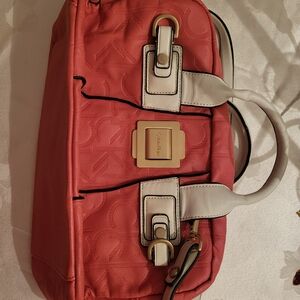 Calvin Klein Coral Satchel with Cream Accents